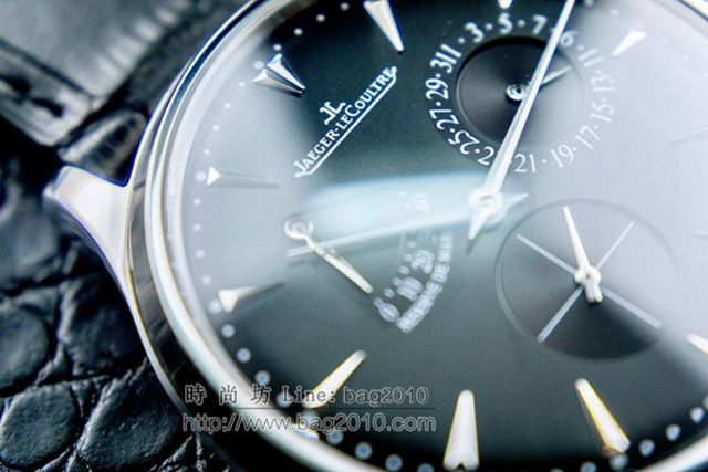 Jaeger LeCoultre手錶 全新積家月相大師系列 積家小醜 積家男士腕表 積家小牛皮錶帶男表  hds1574